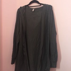 Grey cardigan with a hood